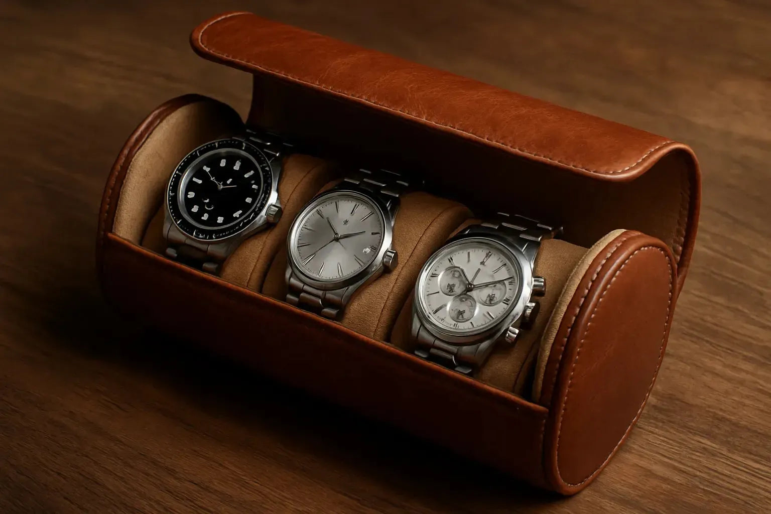 Premium Travel Watch Rolls: Genuine Leather Protection