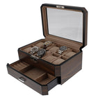 10 Watch Box With Drawer in Natural Dark Walnut Veneer Finish by Aevitas