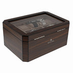 10 Watch Box With Drawer in Natural Dark Walnut Veneer Finish by Aevitas