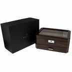 10 Watch Box With Drawer in Natural Dark Walnut Veneer Finish by Aevitas