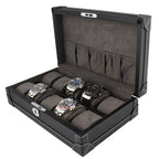 10 Watch Box in Black Vegan Leather with Plush Lining by Aevitas