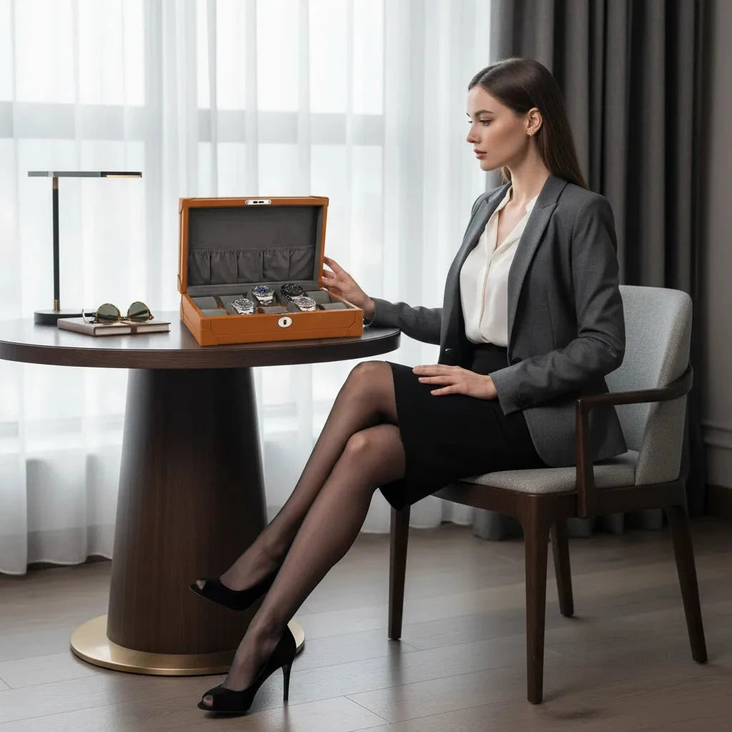 10 Watch Box in Brown Vegan Leather with Plush Lining by Aevitas