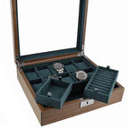 10 Watch Box with Cufflink Storage Natural Walnut Finish by Aevitas