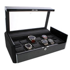 12 Watch Box Carbon Fibre or Piano Black Premium Quality by Aevitas