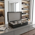 12 Watch Box with Curved Solid Lid in Carbon Fibre Finish by Aevitas