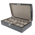 12 Watch Box with Curved Solid Lid in Carbon Fibre Finish by Aevitas