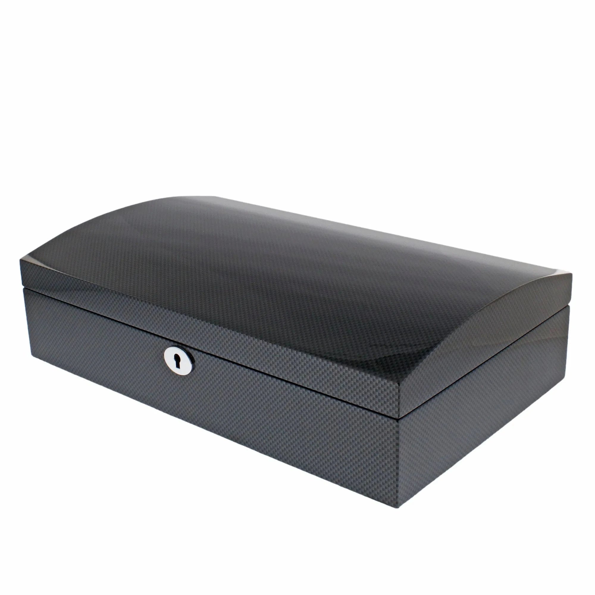 12 Watch Box with Curved Solid Lid in Carbon Fibre Finish by Aevitas