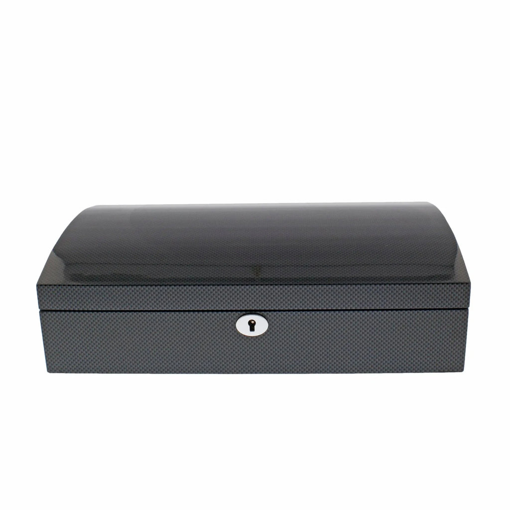 12 Watch Box with Curved Solid Lid in Carbon Fibre Finish by Aevitas