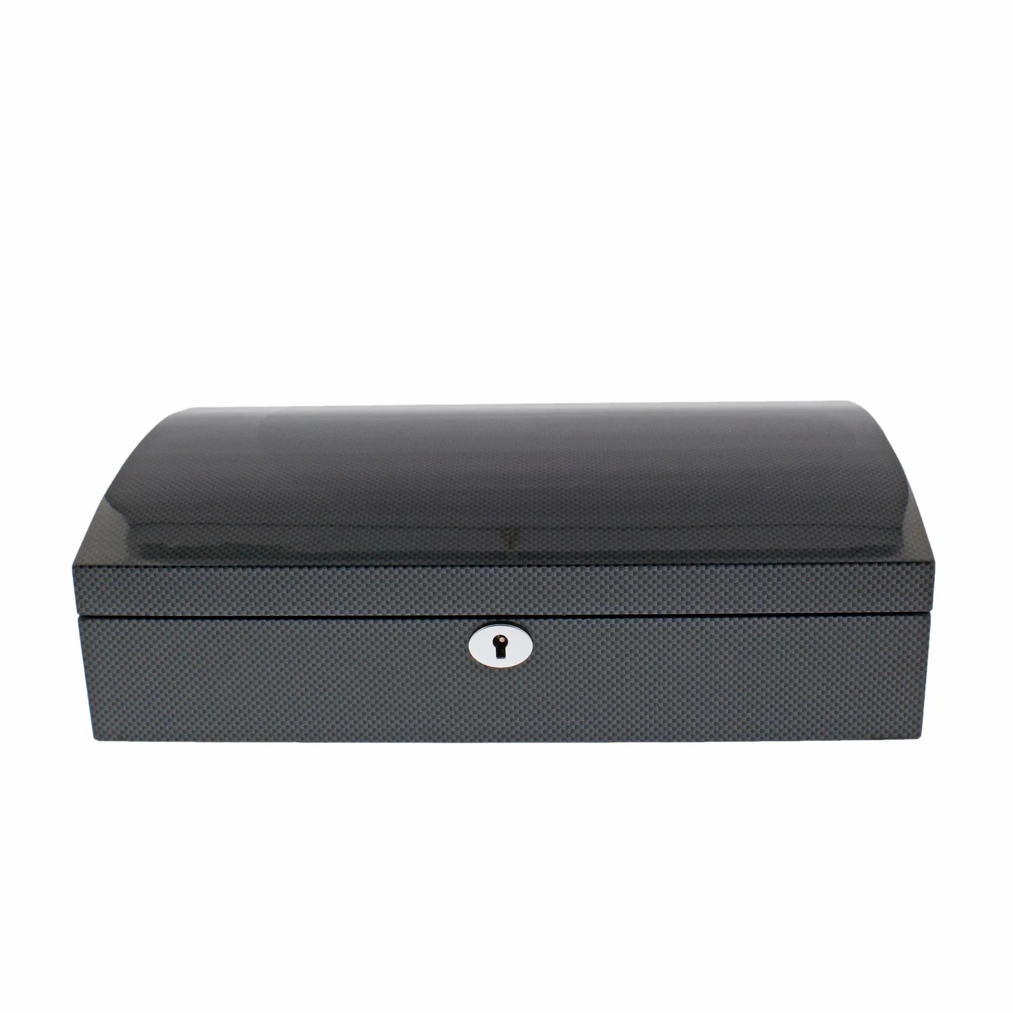 12 Watch Box with Curved Solid Lid in Carbon Fibre Finish by Aevitas