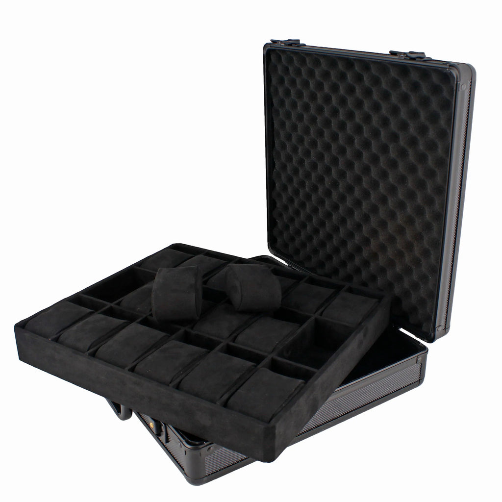 18 Watch Briefcase in Black with Lift Out Tray