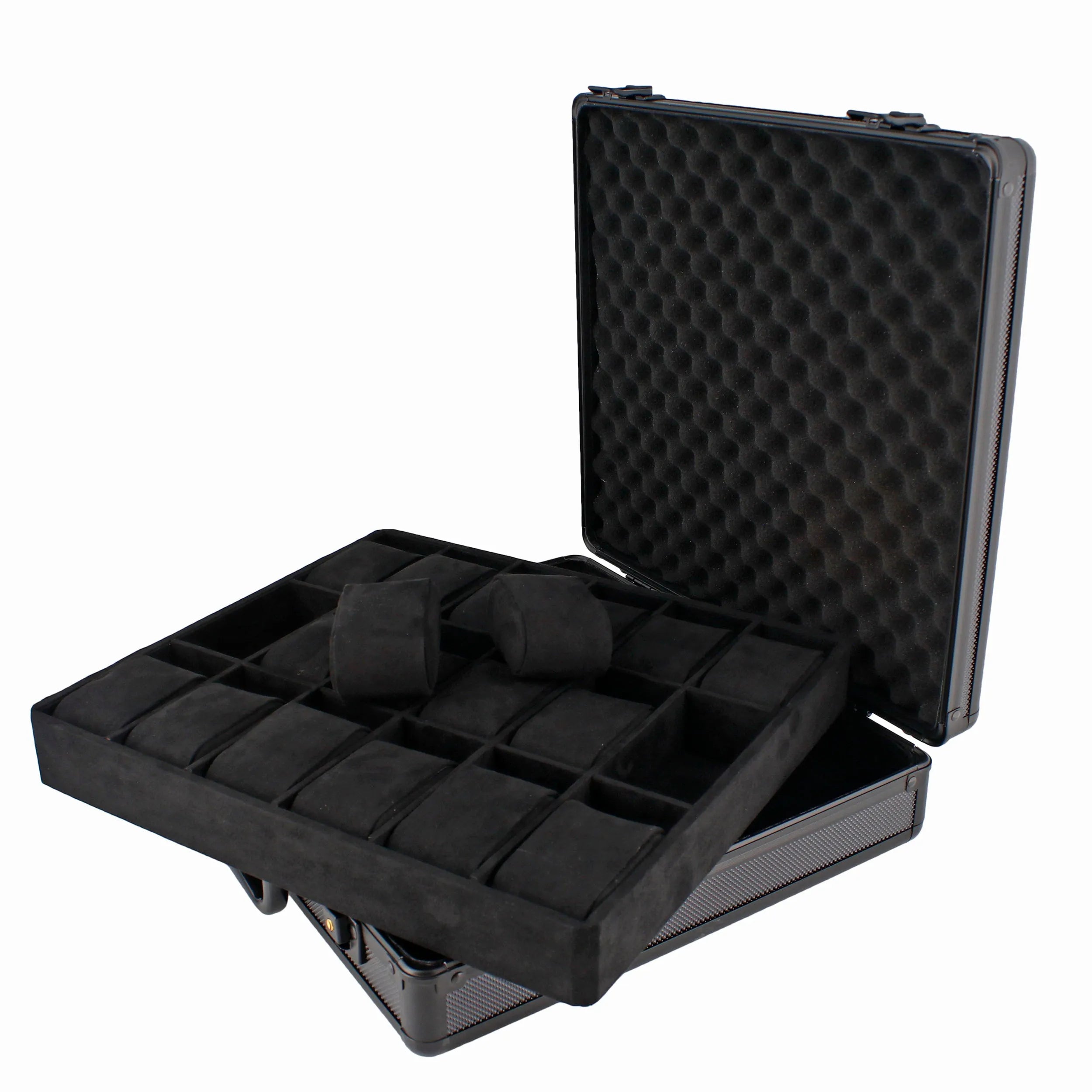 18 Watch Briefcase in Black with Lift Out Tray
