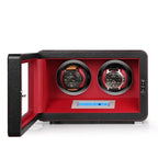 2 Watch Winder in Black Smooth Leather Finish by Aevitas