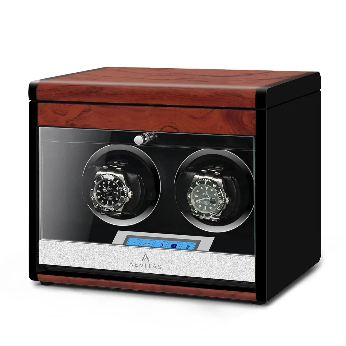2 Watch Winder with Extra Storage Wood Veneer Finish by Aevitas