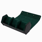 3 Watch Travel Case in Black Leather with Green Lining Hexagon Style