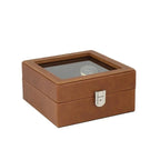 4 Watch Box and Cufflinks Brown Genuine Leather Velvet Brown Lining by Aevitas