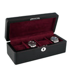 4 Watch Box in Black Leather Finish Fine Quality by Aevitas