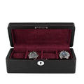 4 Watch Box in Black Leather Finish Fine Quality by Aevitas
