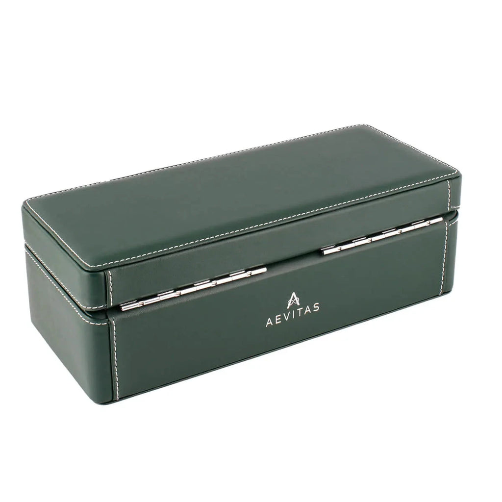 4 Watch Box in Green Leather Finish Fine Quality by Aevitas