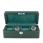 4 Watch Box in Green Leather Finish Fine Quality by Aevitas