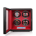 4 Watch Winder in Smooth Black Leather Finish by Aevitas