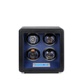 4 Watch Winder in Smooth Black and Blue Leather Finish by Aevitas