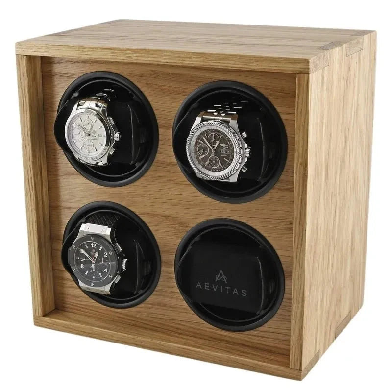 4 Watch Winder in Solid Oak Wood Manufactured in the UK by Aevitas