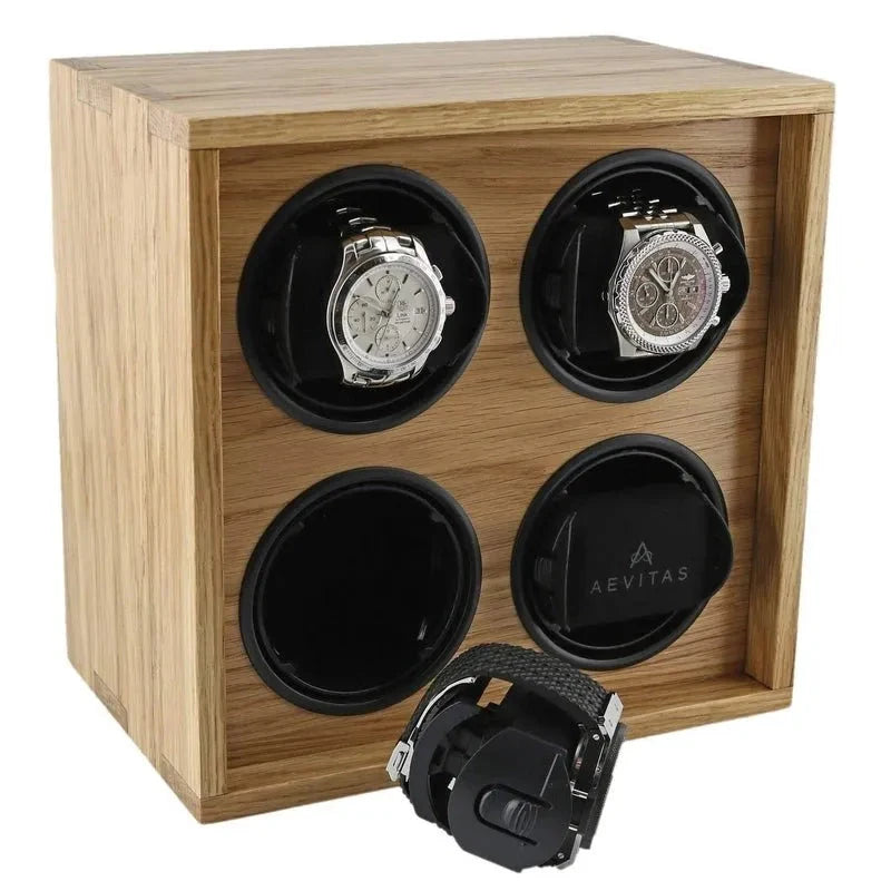4 Watch Winder in Solid Oak Wood Manufactured in the UK by Aevitas