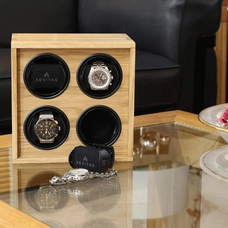 4 Watch Winder in Solid Oak Wood Manufactured in the UK by Aevitas