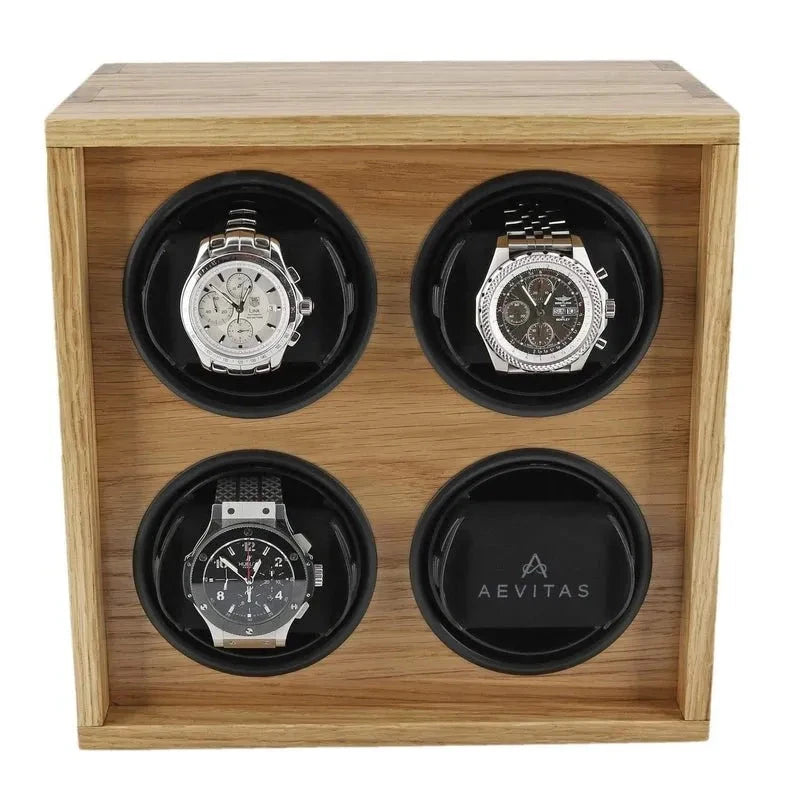 4 Watch Winder in Solid Oak Wood Manufactured in the UK by Aevitas