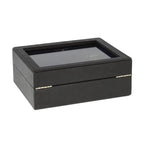 4 Watch and Cufflink Box in Black Genuine Leather
