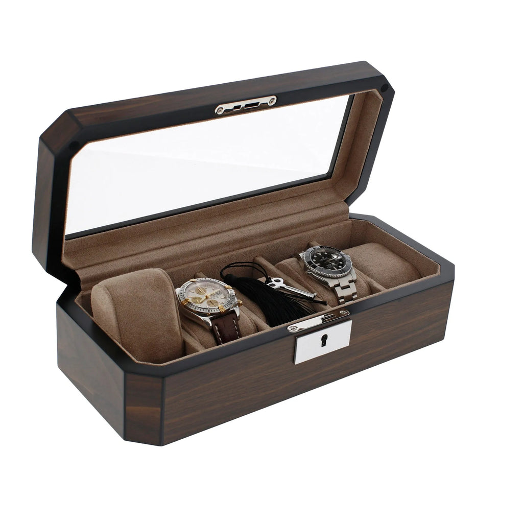 5 Watch Box in Natural Dark Walnut Veneer Finish by Aevitas