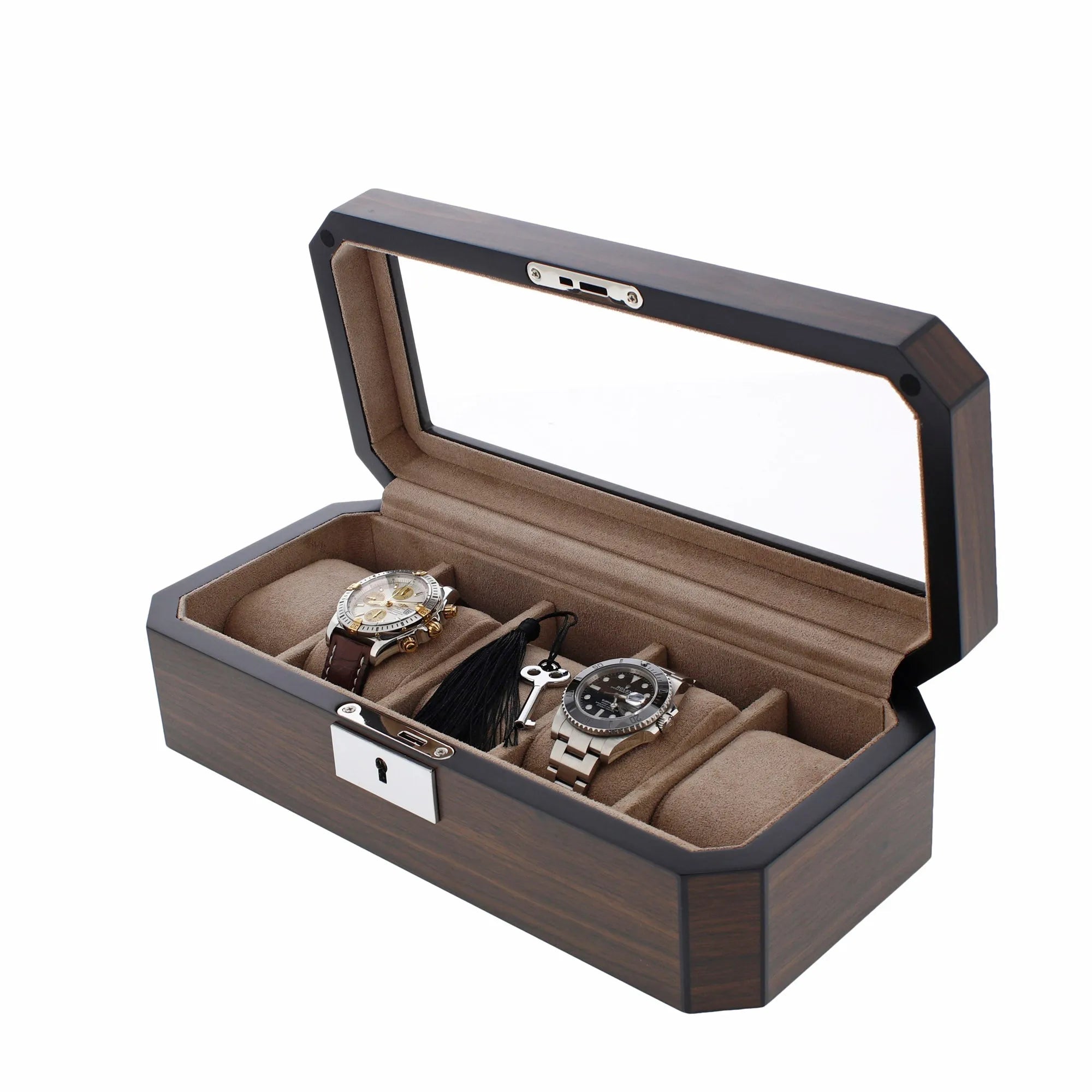 5 Watch Box in Natural Dark Walnut Veneer Finish by Aevitas
