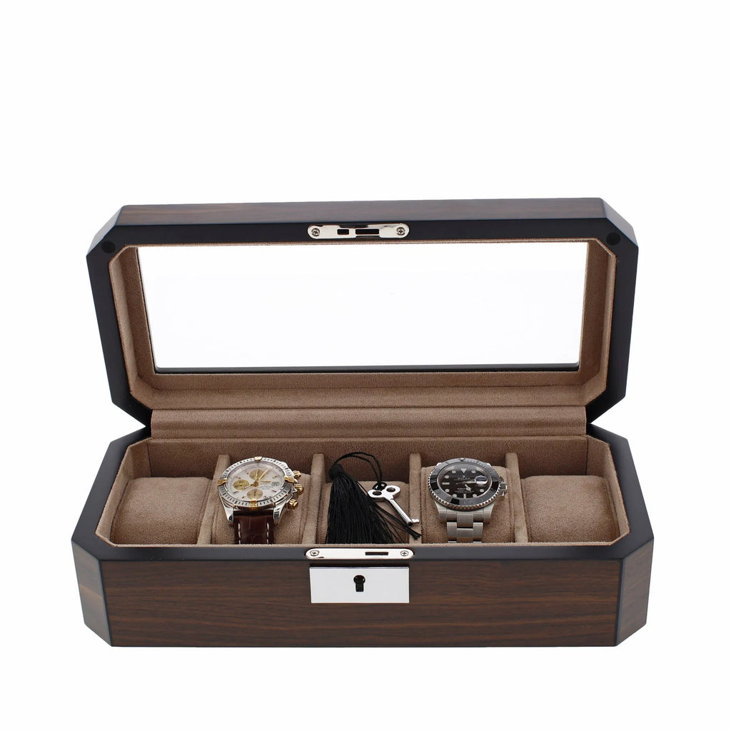 5 Watch Box in Natural Dark Walnut Veneer Finish by Aevitas
