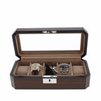 5 Watch Box in Natural Dark Walnut Veneer Finish by Aevitas