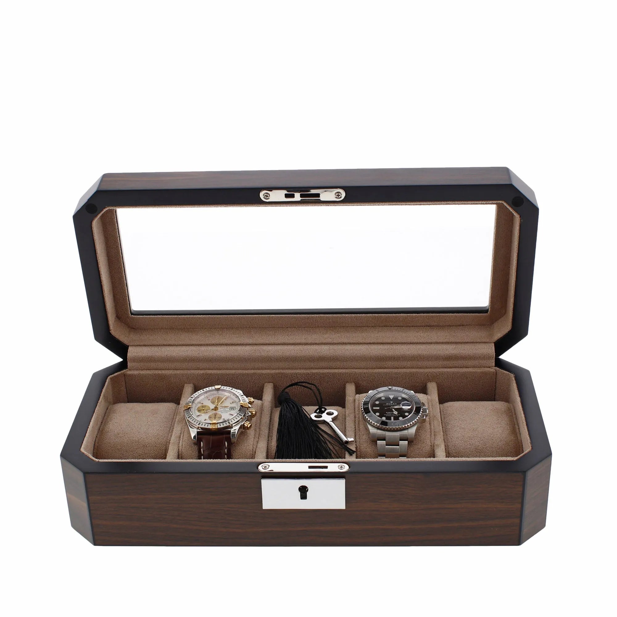 5 Watch Box in Natural Dark Walnut Veneer Finish by Aevitas