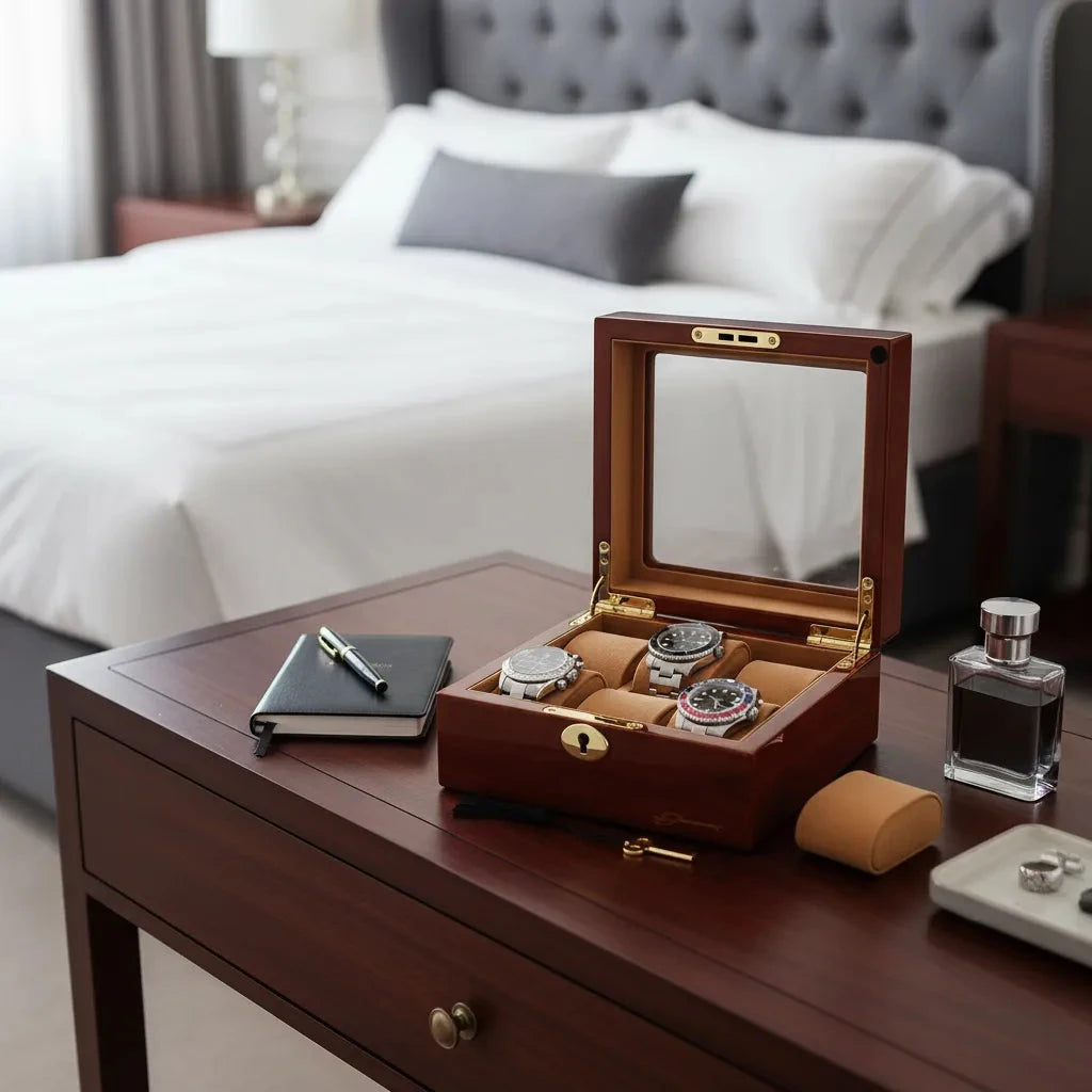 6 Watch Box in Luxurious Mahogany Wood with Camel Lining by Aevitas