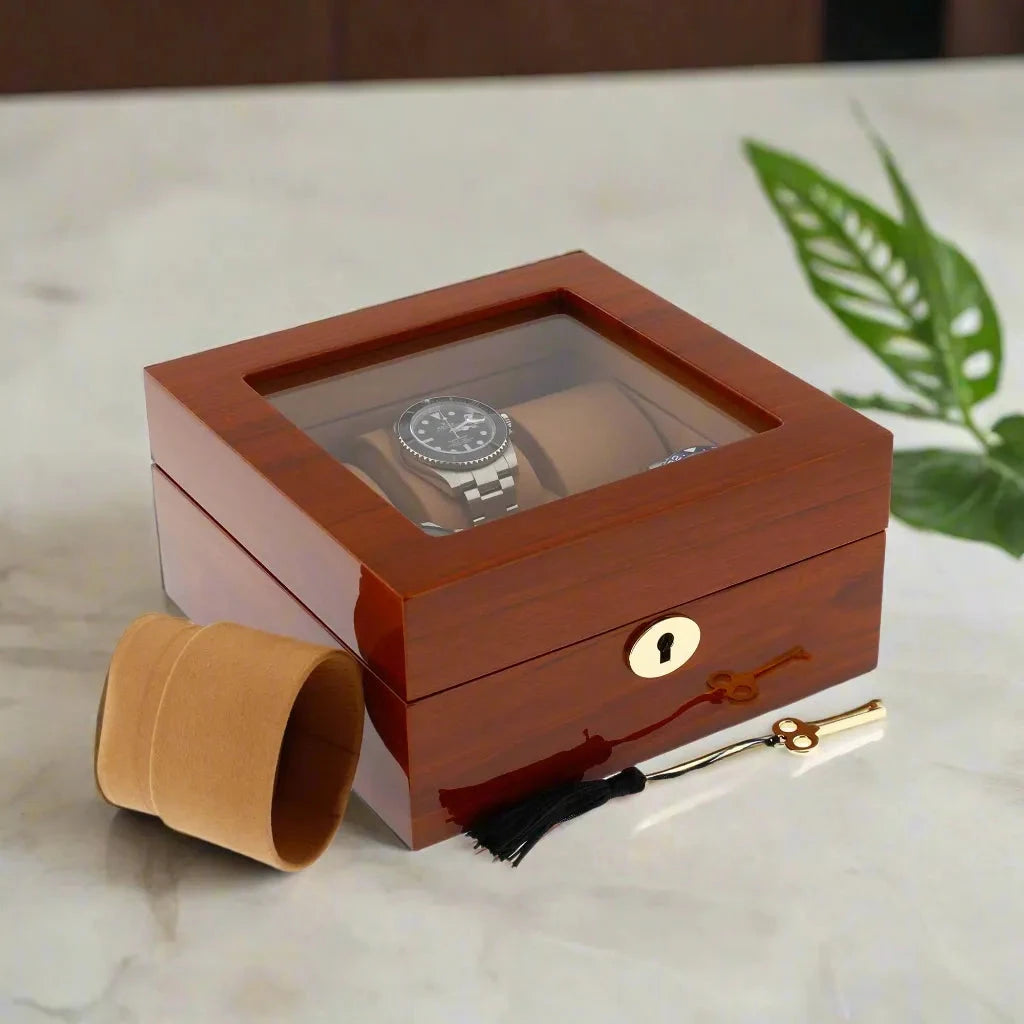 6 Watch Box in Luxurious Mahogany Wood with Camel Lining by Aevitas