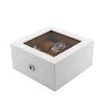 6 Watch Box in Luxurious White Wood with Camel Lining by Aevitas