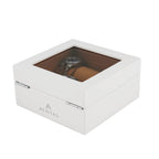 6 Watch Box in Luxurious White Wood with Camel Lining by Aevitas