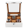 6 Watch Box in Luxurious White Wood with Camel Lining by Aevitas