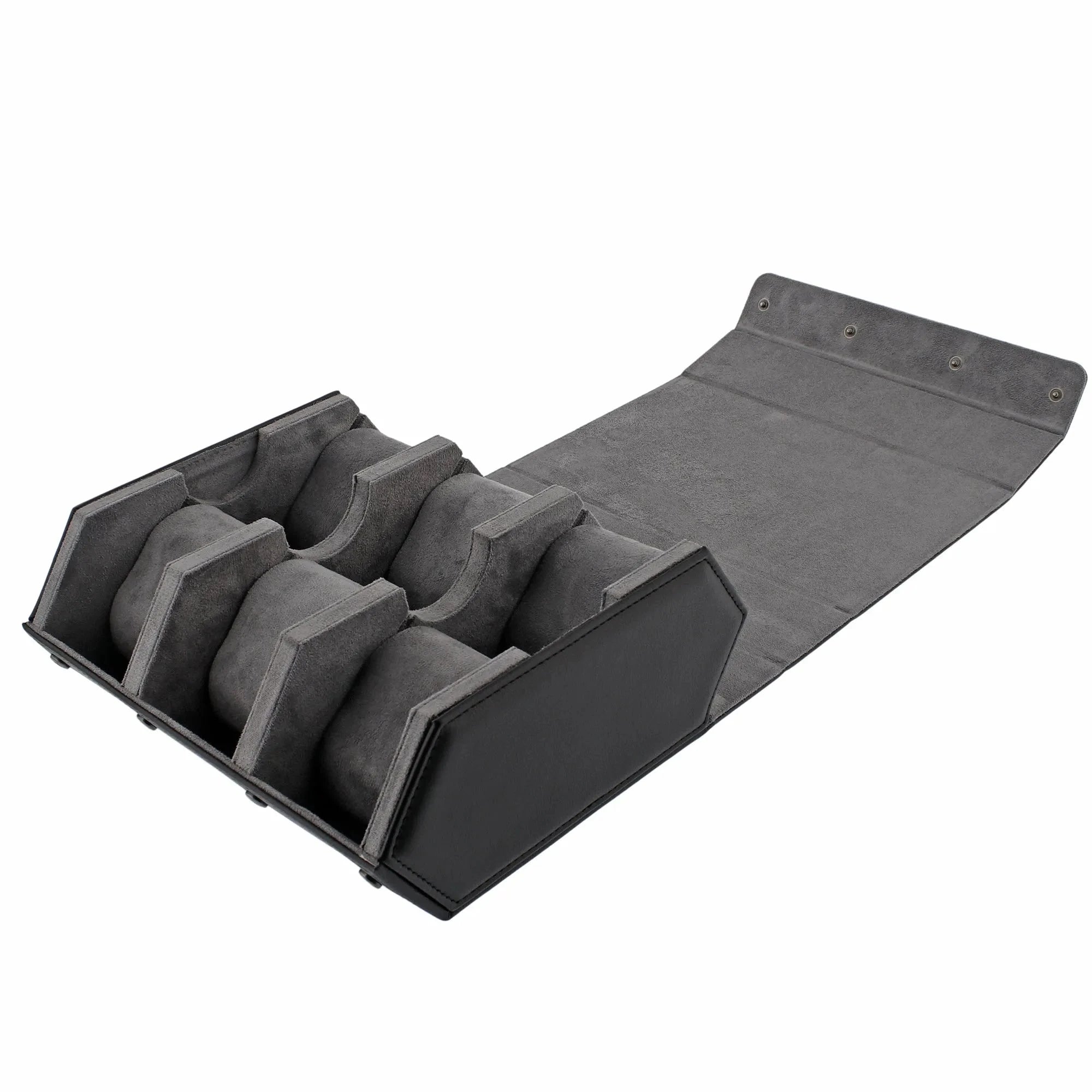 6 Watch Travel Case in Black Leather with Grey Lining Hexagon Style