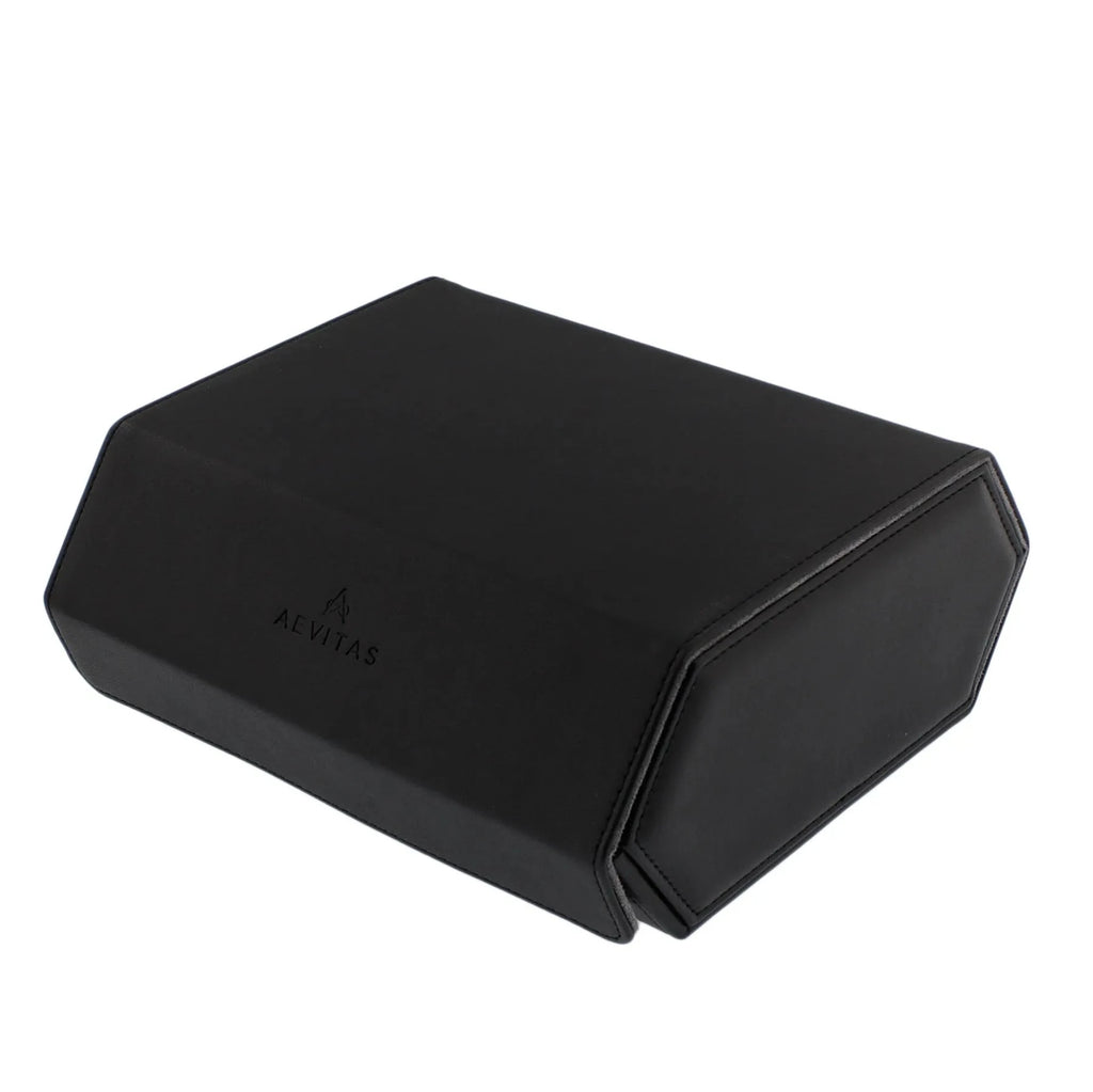 6 Watch Travel Case in Black Leather with Grey Lining Hexagon Style