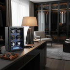 6 Watch Winder in Smooth Black and Blue Leather Finish by Aevitas UK