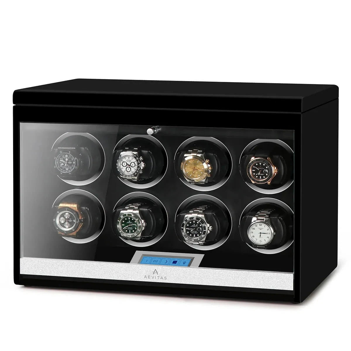 8 Watch Winder Black Edition with Extra Storage Area by Aevitas