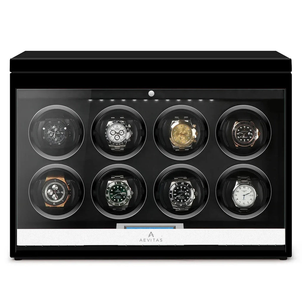 8 Watch Winder Black Edition with Extra Storage Area by Aevitas