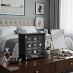 9 Watch Winder Piano Black Wood Finish the Tower Series by Aevitas