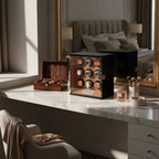 9 Watch Winder Piano Black with Brown the Tower Series by Aevitas