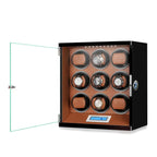 9 Watch Winder Piano Black with Brown the Tower Series by Aevitas