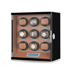 9 Watch Winder Piano Black with Brown the Tower Series by Aevitas