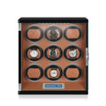 9 Watch Winder Piano Black with Brown the Tower Series by Aevitas